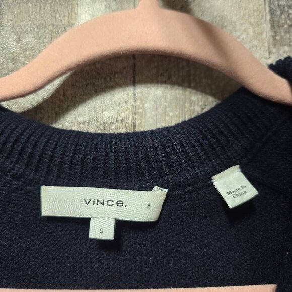 VINCE WOOL CASHMERE OPEN NECK POLO SWEATER COASTAL BLUE - Picture 4 of 5